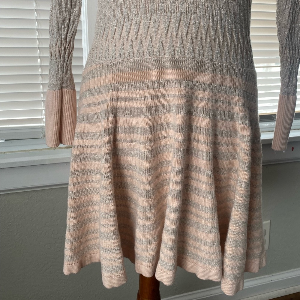 Victoria’s Secret Pink Gray Metallic Shimmer Scoop Sweater Dress Coquette Ballet - Picture 3 of 12